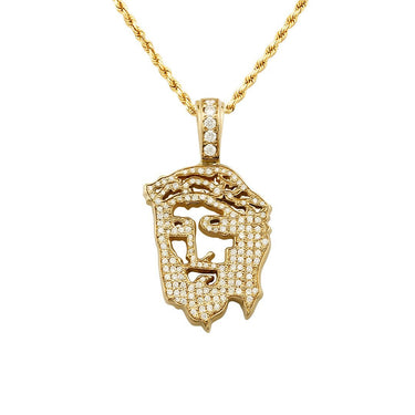 Diamond Jesus Head Pendant in 14k Yellow Gold 2.25 Ctw